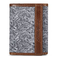 Pioneer Leather And Printed Cotton Canvas Trifold Wallet