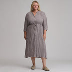 Women's Plaid Button Front Belted Midi Dress