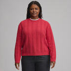 Women's Cotton Cable Crew Sweater