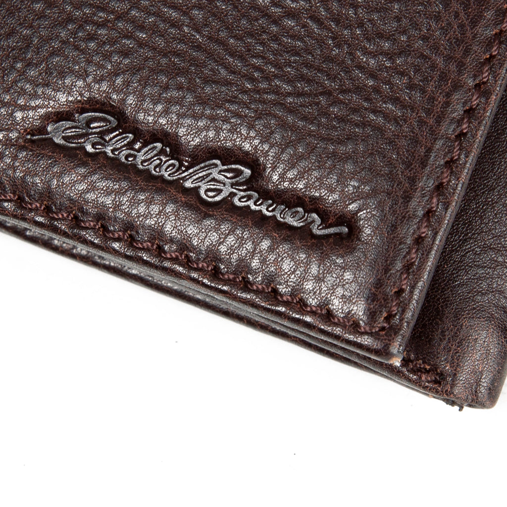 EB Signature Logo Leather Trifold Wallet