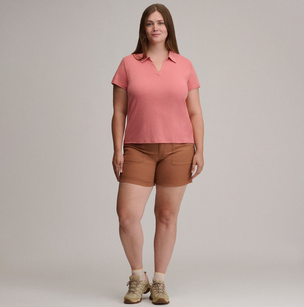 Women's Everyday Short Sleeve Collared Split Neck