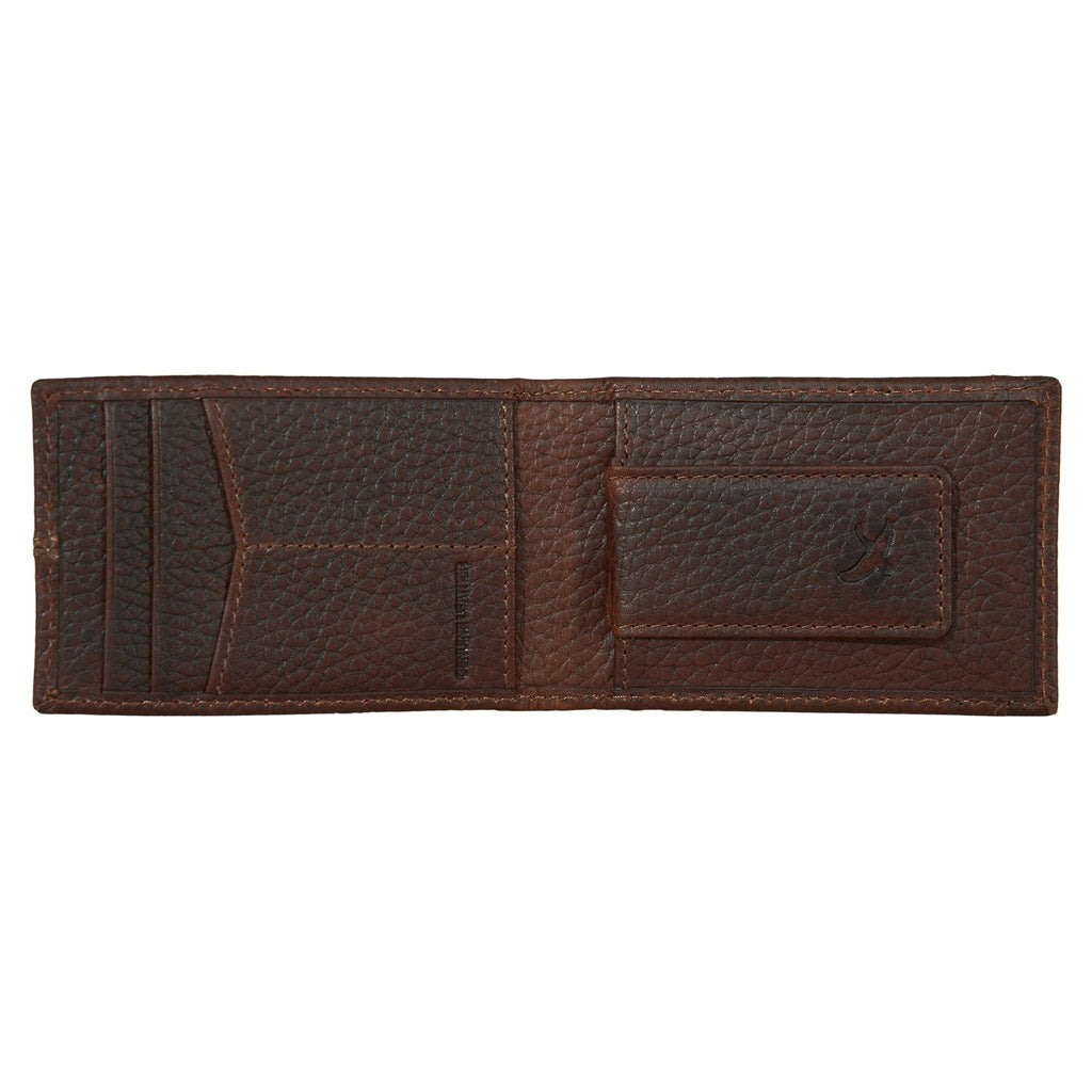 Rugged Leather Money Clip Bifold Wallet