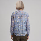 Women's Long-Sleeve Collarless Button-Down Shirt