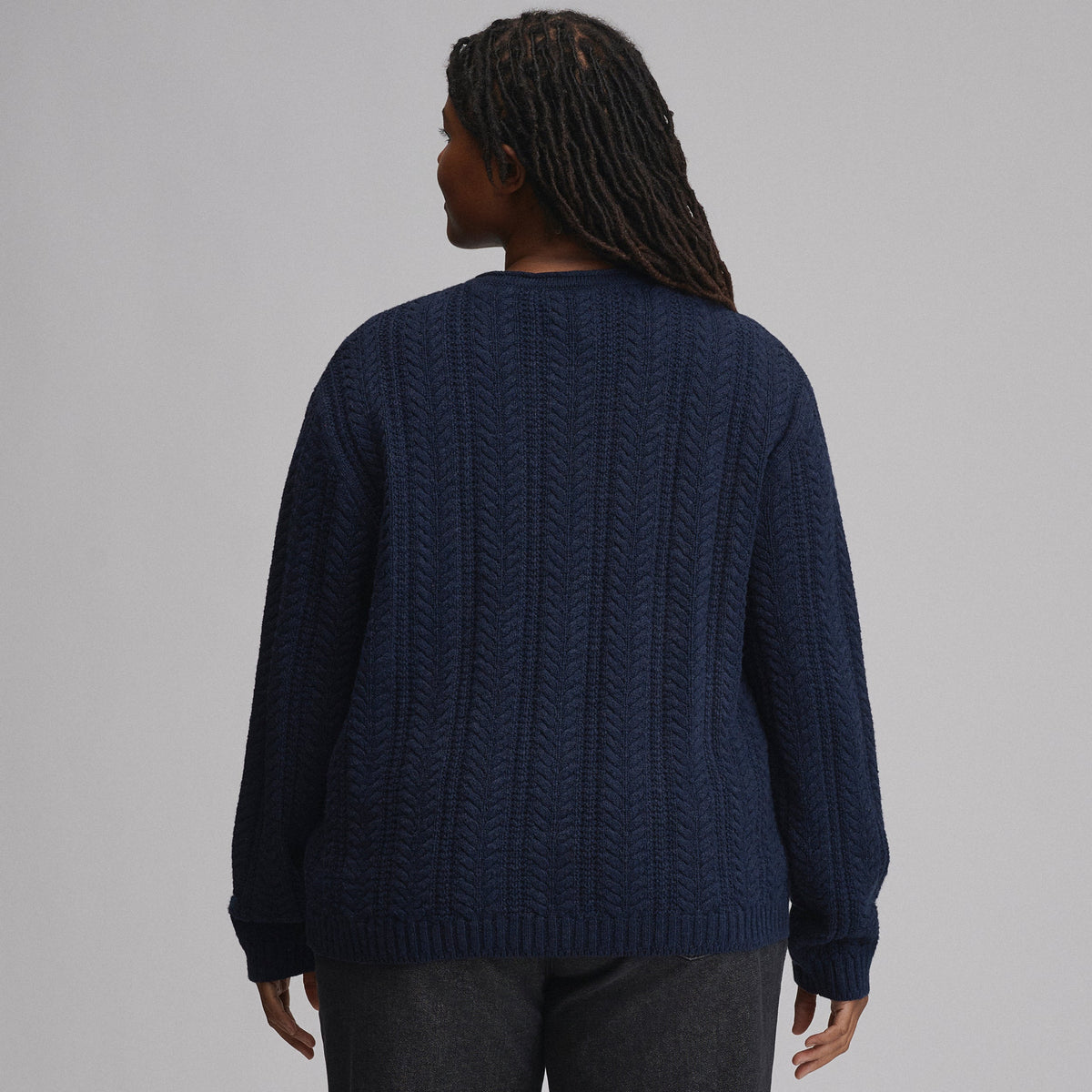 Women's Cotton Cable Crew Sweater
