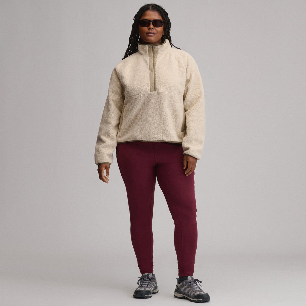 Women's Plush Fleece Snap-Mock Pullover