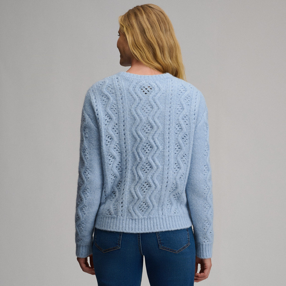 Women's Open Stitch Cable Crew Sweater