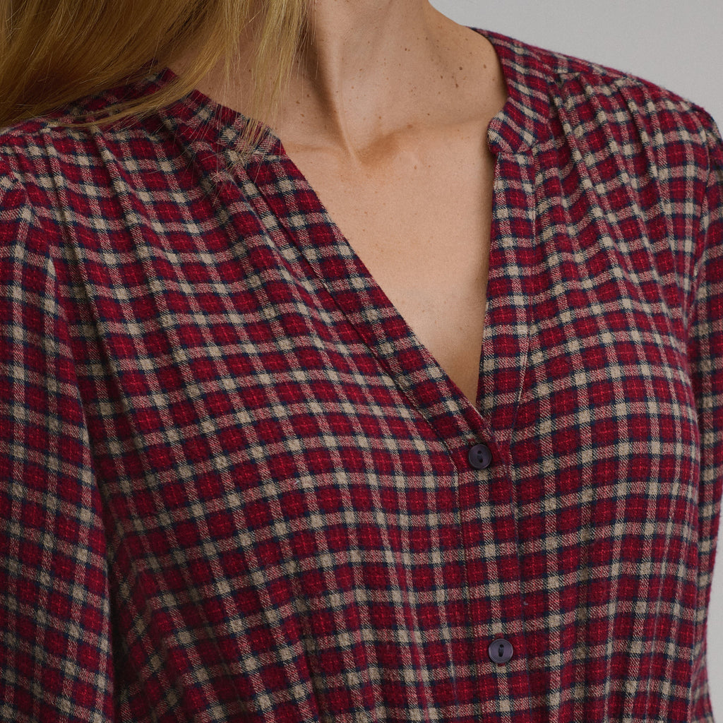 Women's Plaid Button Front Belted Midi Dress