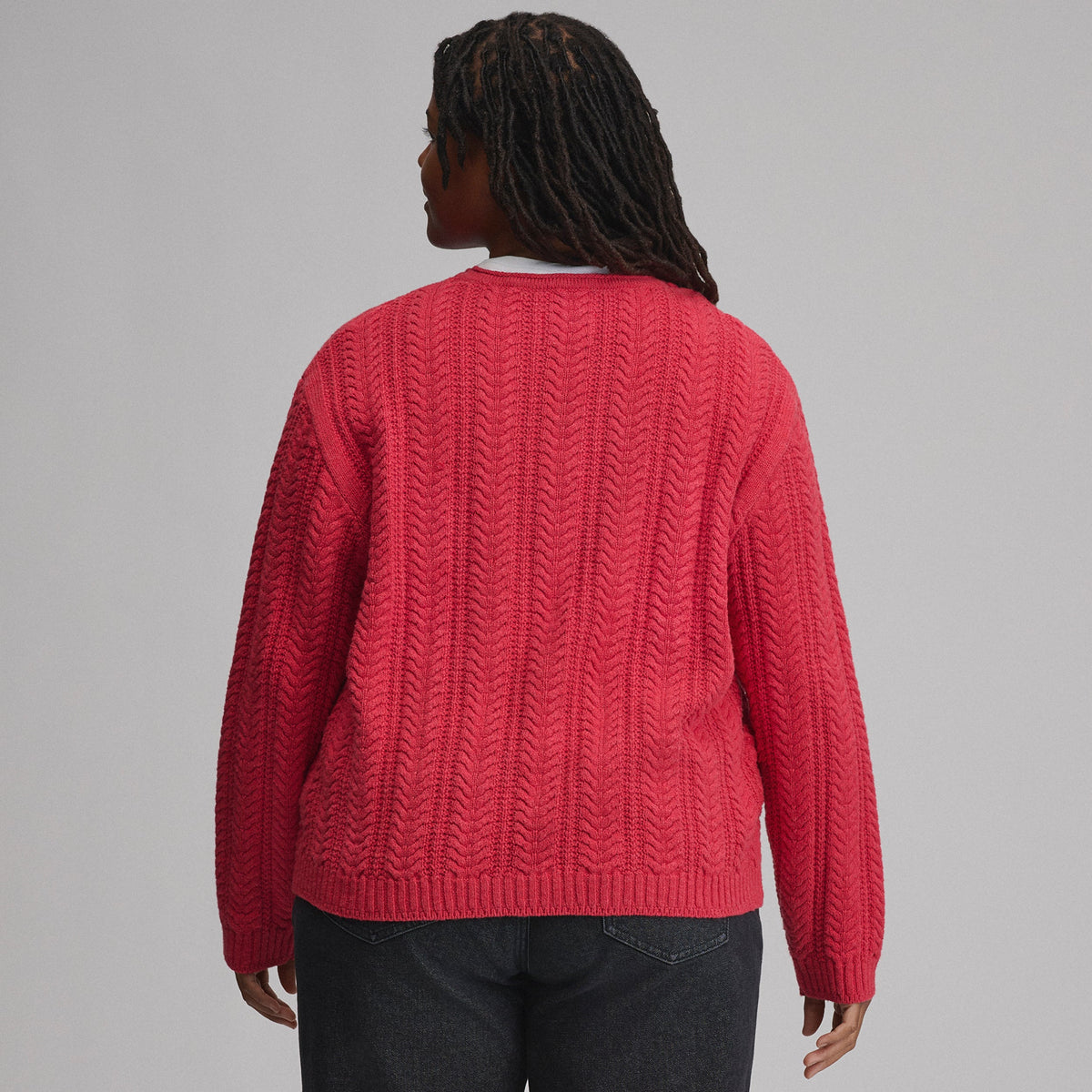 Women's Cotton Cable Crew Sweater