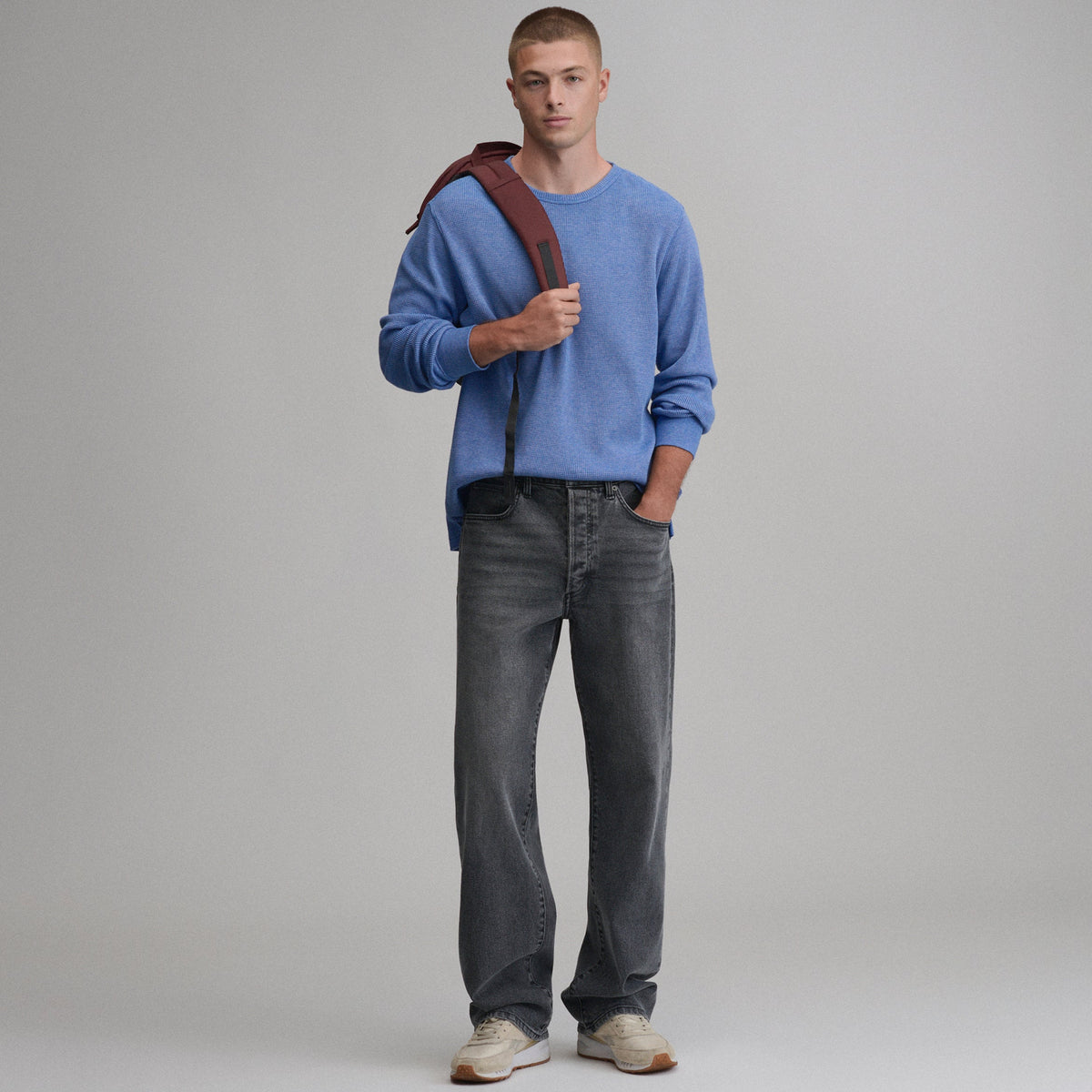 Men's Plaited Waffle Thermal Crew