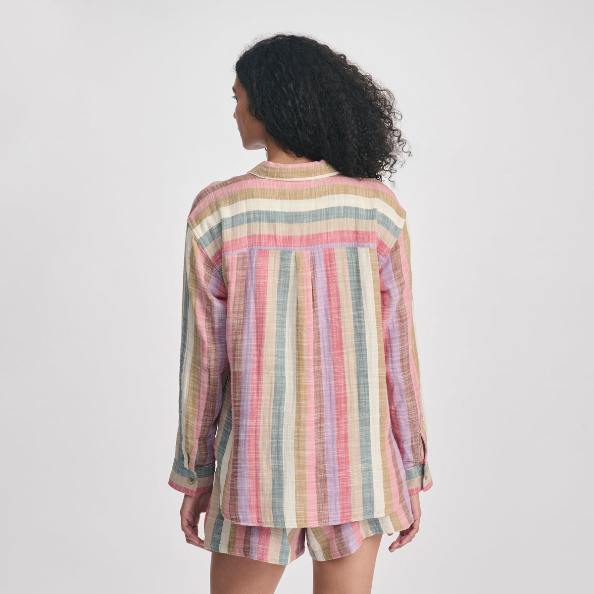 Women's Woven Stripe Cotton Long Sleeve Shirt
