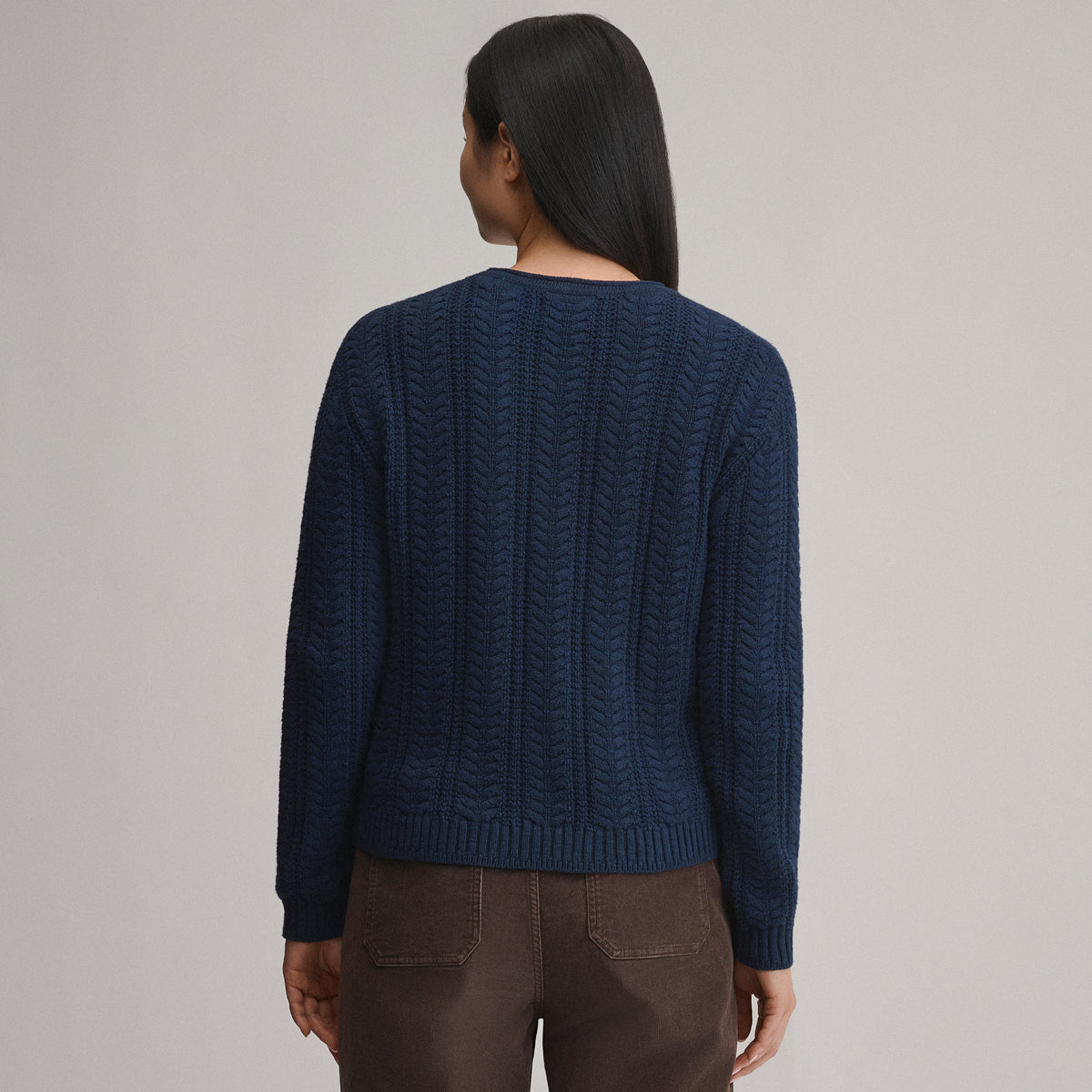 Women's Cotton Cable Crew Sweater