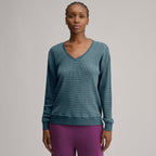 Women's Long-Sleeve V-Neck Boyfriend Thermal Crew - Striped