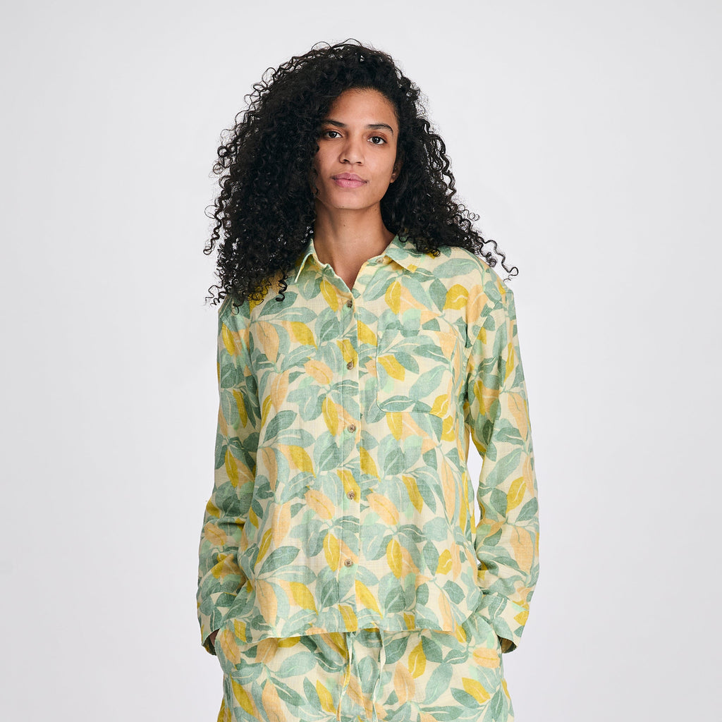 Women's Woven Printed Cotton Long Sleeve Shirt