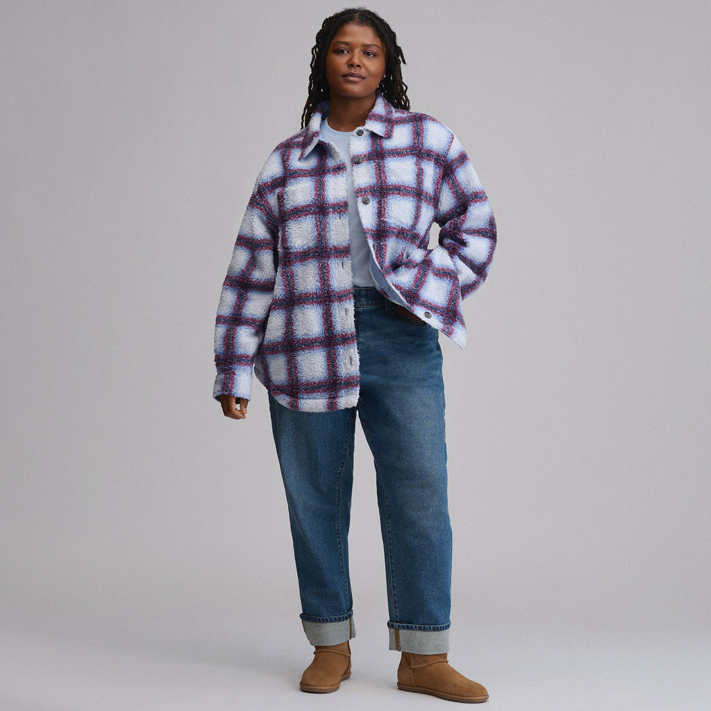 Women's Plaid Fleece Shirt Jacket