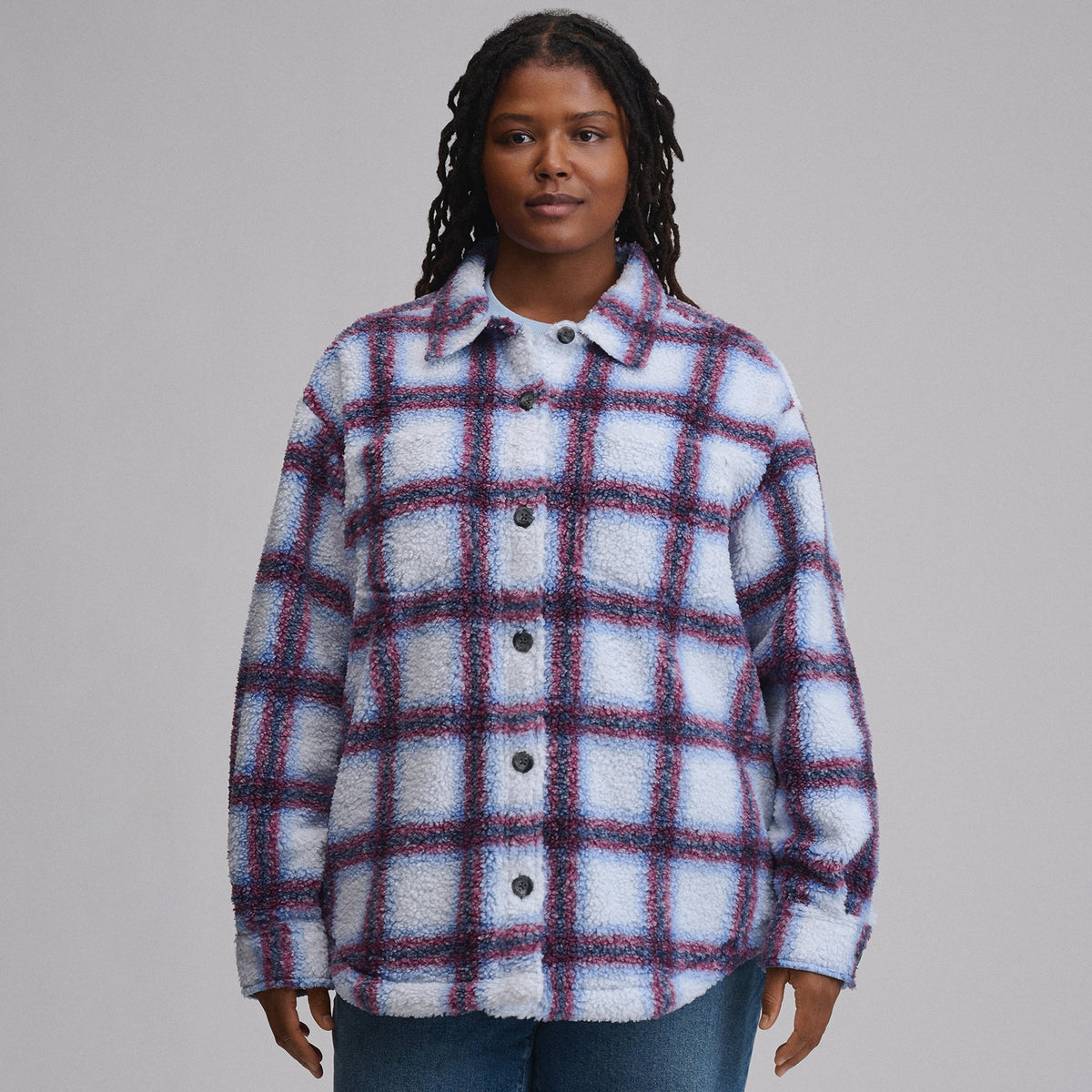 Women's Plaid Fleece Shirt Jacket
