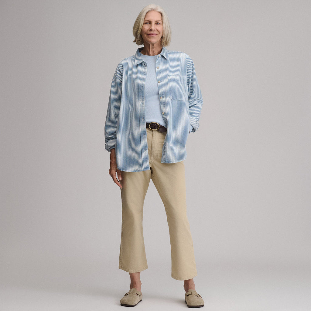 Women's Long-Sleeve Denim Boyfriend Overshirt