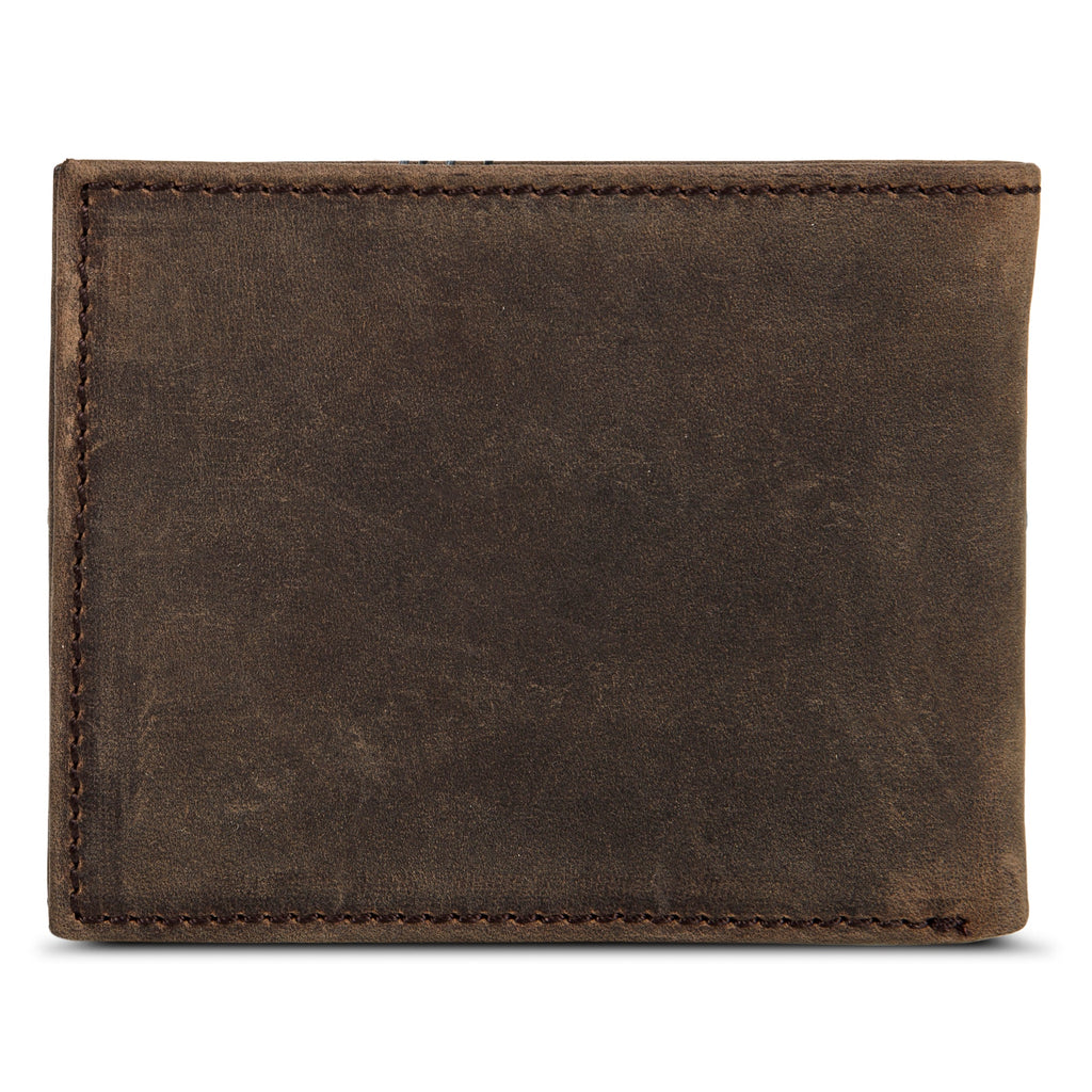 Leather Removable Passcase Wallet With Embossed Sasquatch