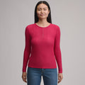 Women's Long-Sleeve Ring Snap Brushed Henley