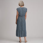 Women's Flutter Sleeve Smocked Waist Midi Dress