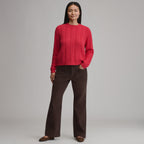 Women's Cotton Cable Crew Sweater