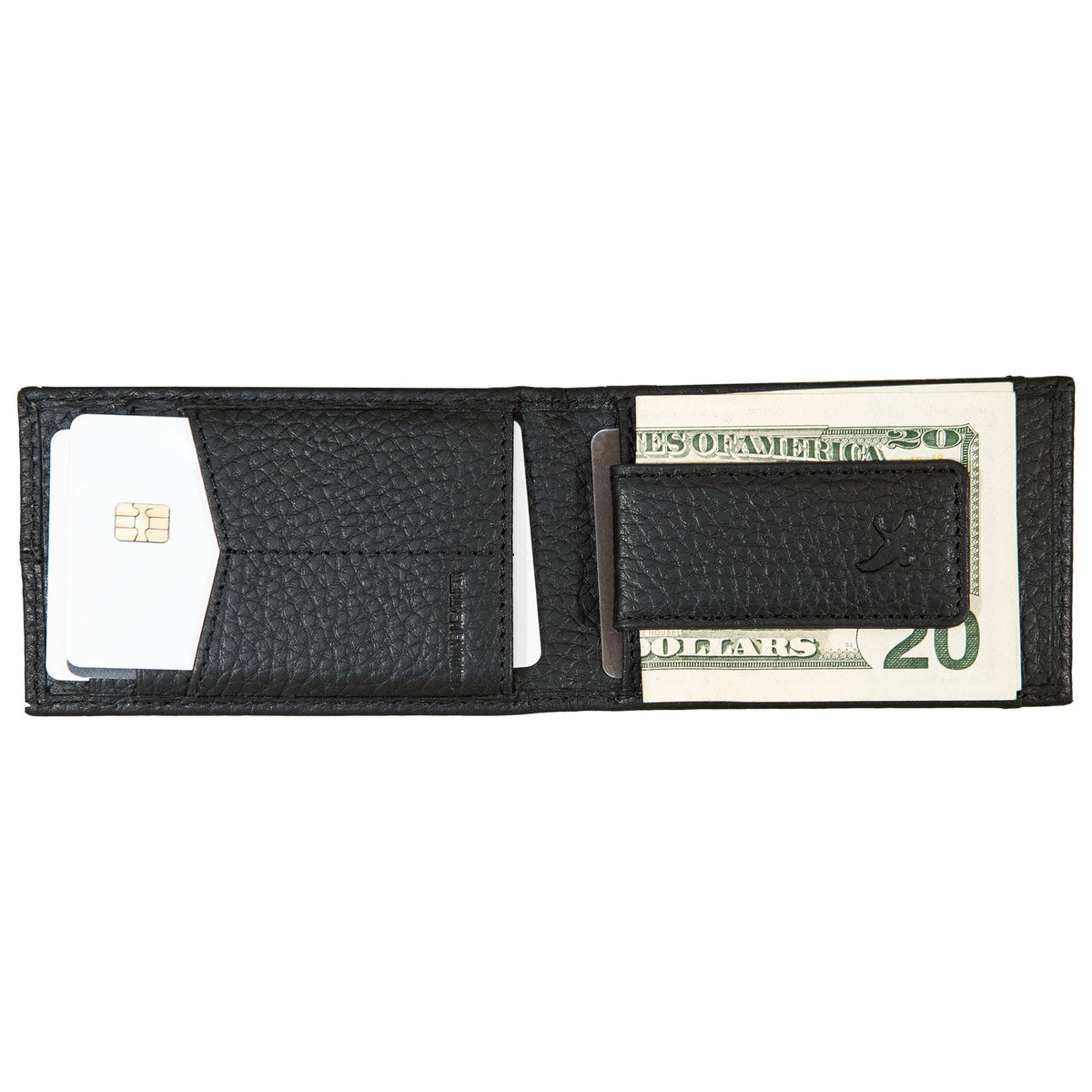 Rugged Leather Money Clip Bifold Wallet