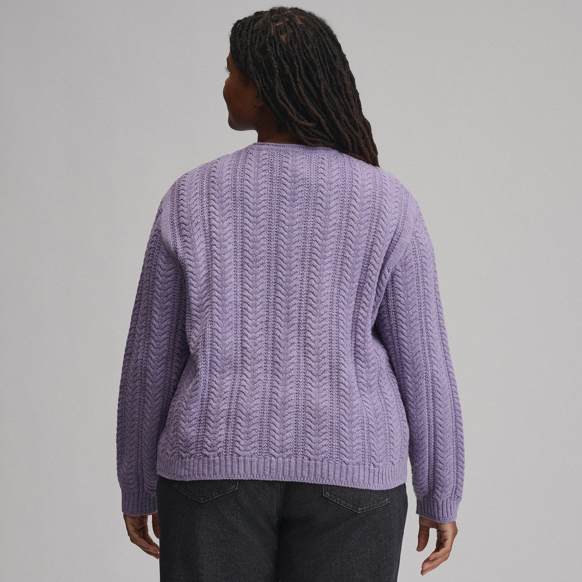 Women's Cotton Cable Crew Sweater
