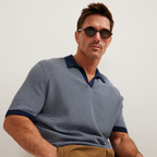 Men's Short Sleeve Novelty Polo Sweater - Stripe