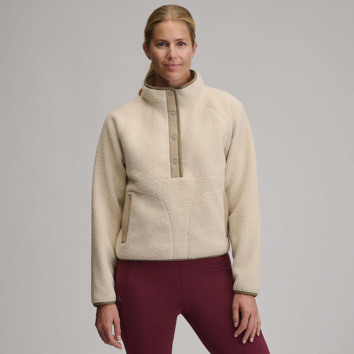 Women's Plush Fleece Snap-Mock Pullover