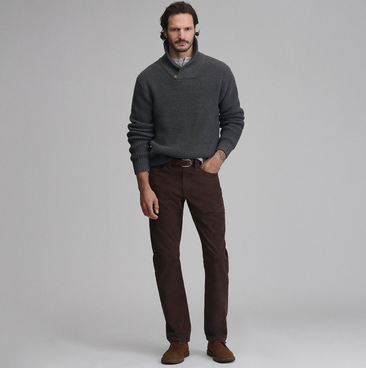 Men's Holiday Festive Shawl-Neck Sweater