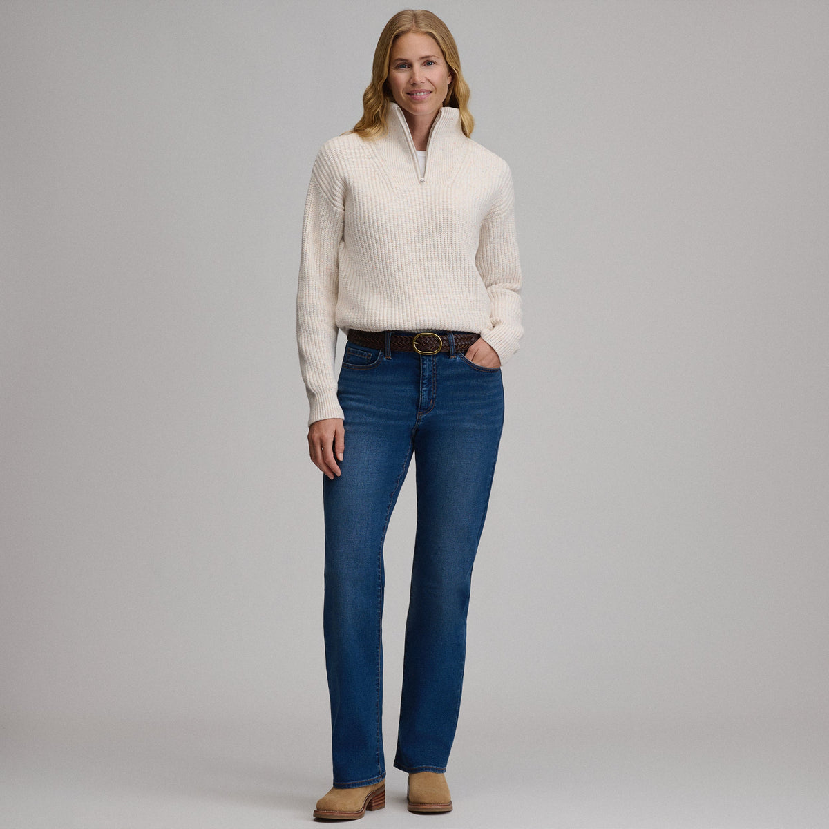 Women's Solid Mock-Neck Sweater