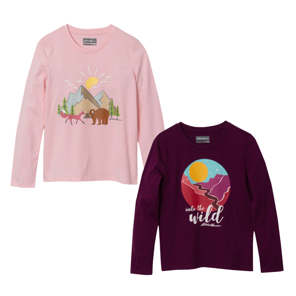 Girls Graphic Long-Sleeve T-Shirt - 2 Pack