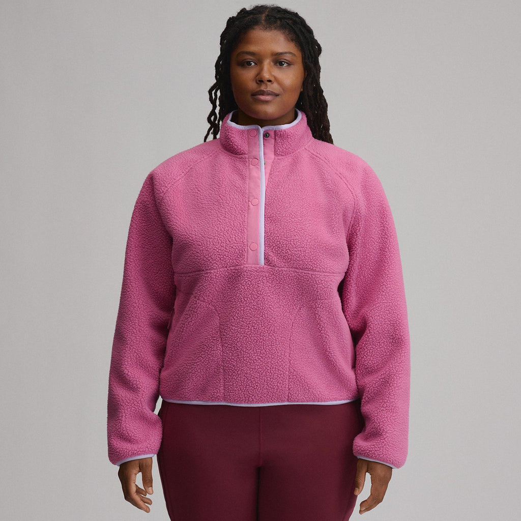 Women's Plush Fleece Snap-Mock Pullover