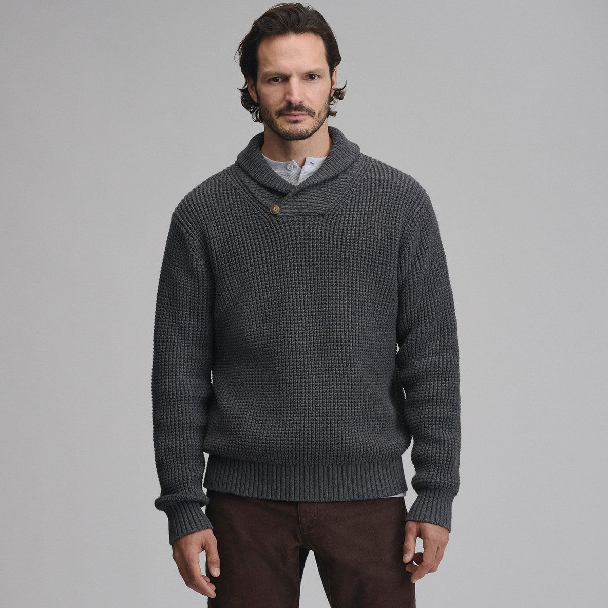 Men's Holiday Festive Shawl-Neck Sweater