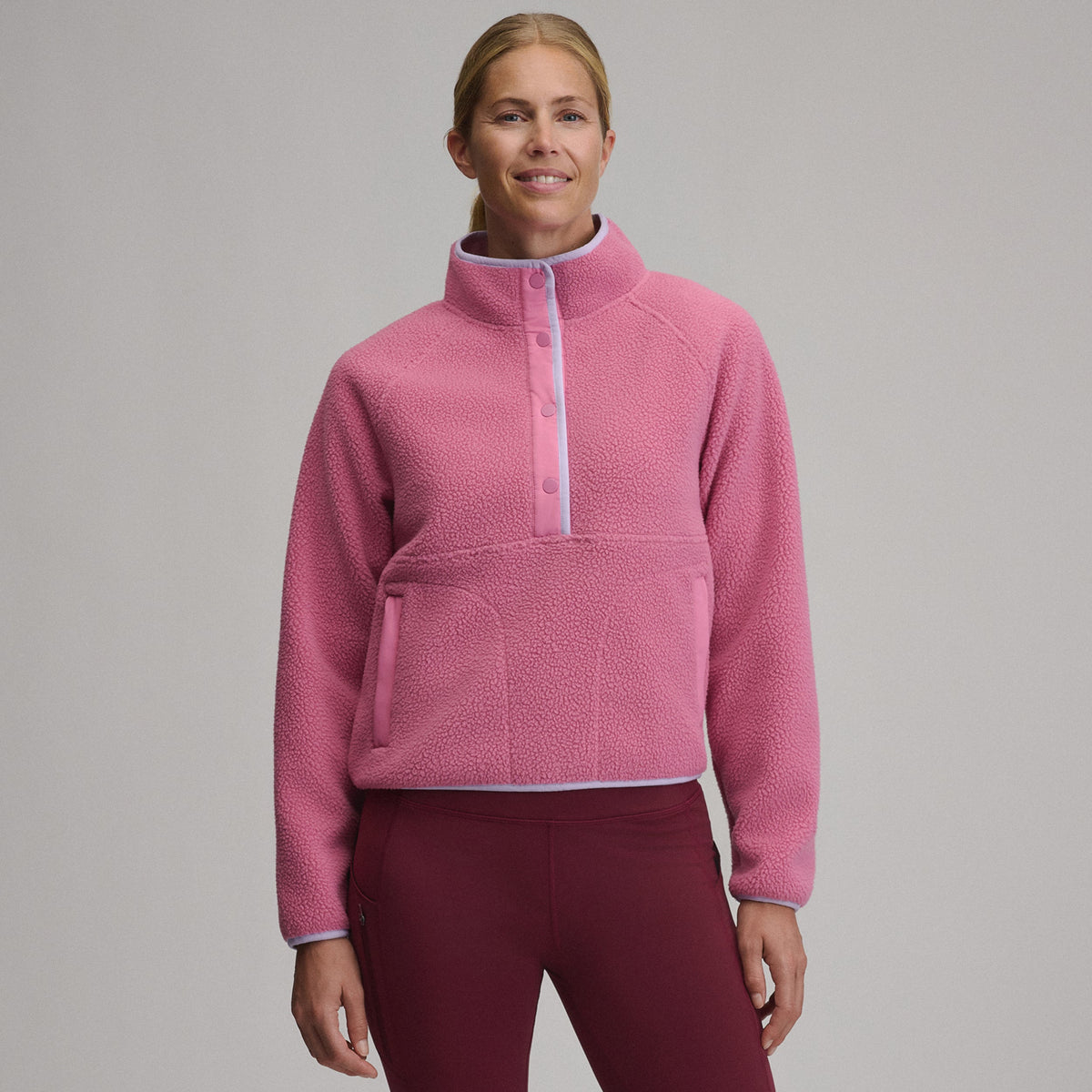 Women's Plush Fleece Snap-Mock Pullover