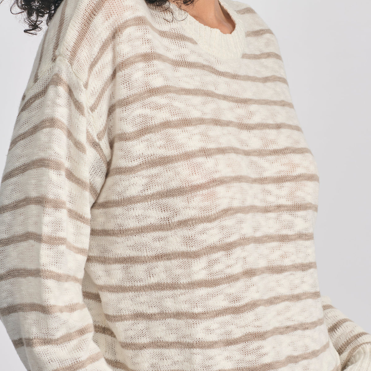 Women's Slub Stripe Crew Neck Sweater
