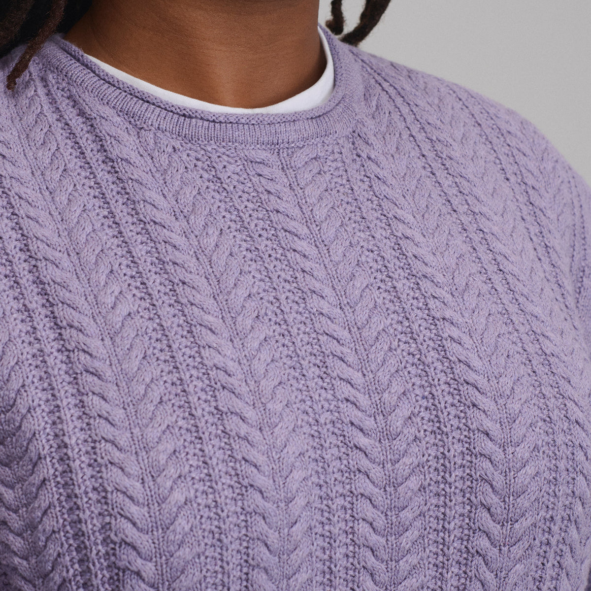 Women's Cotton Cable Crew Sweater