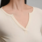 Women's Long-Sleeve Rib Y-Neck Henley