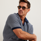 Men's Short Sleeve Novelty Polo Sweater - Stripe