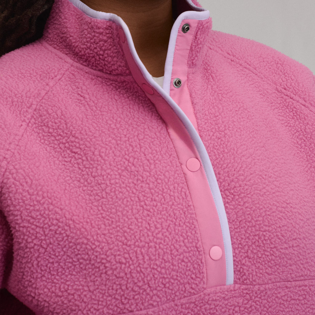 Women's Plush Fleece Snap-Mock Pullover