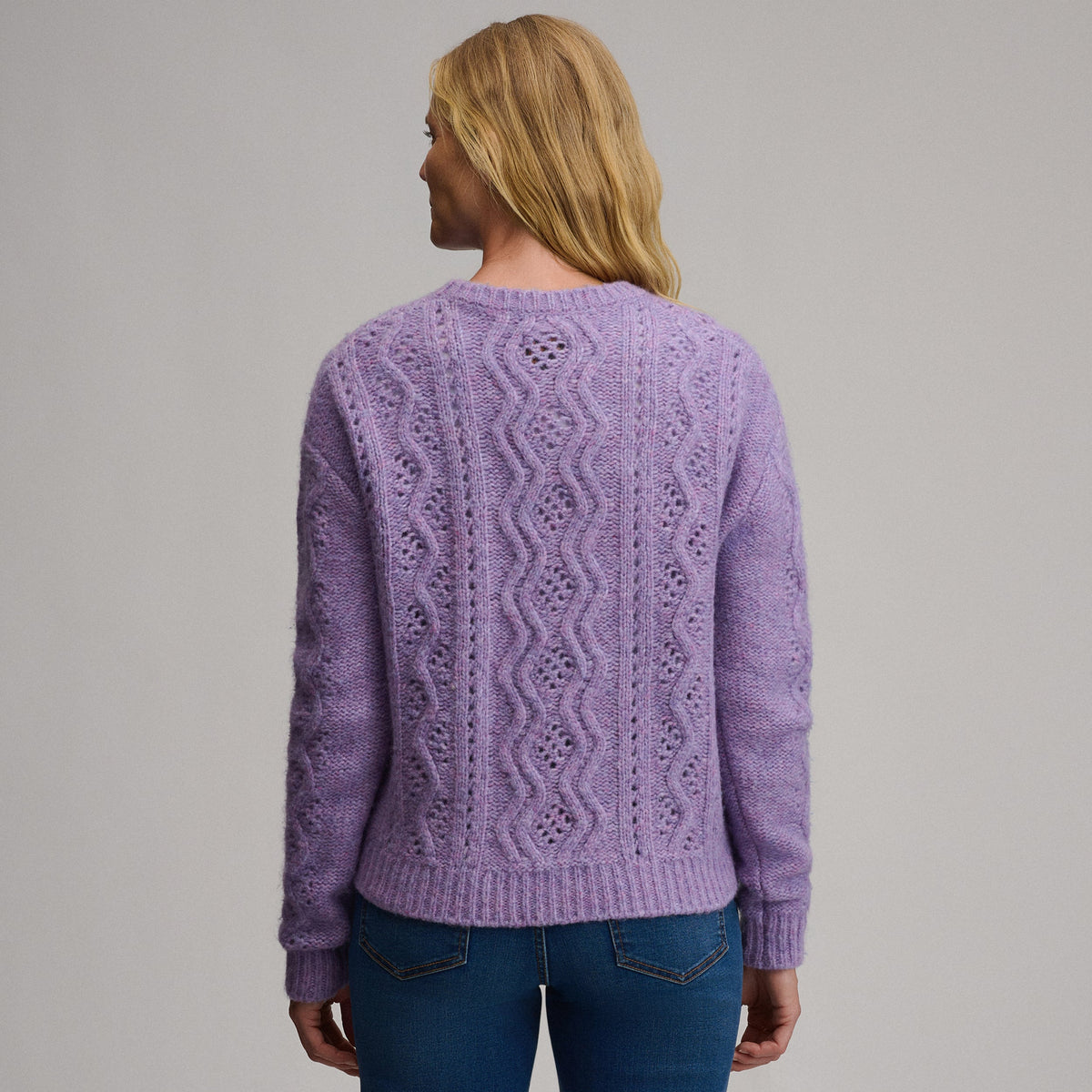 Women's Open Stitch Cable Crew Sweater