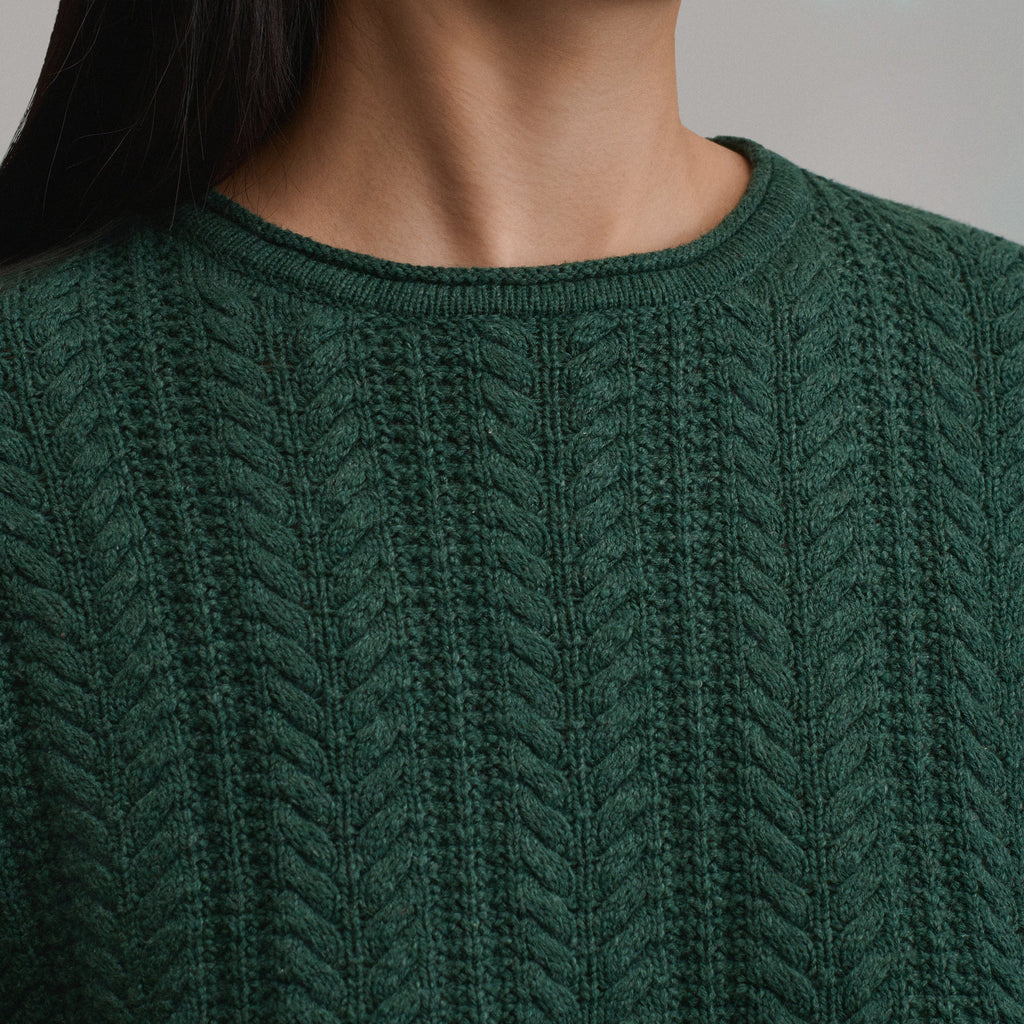 Women's Cotton Cable Crew Sweater