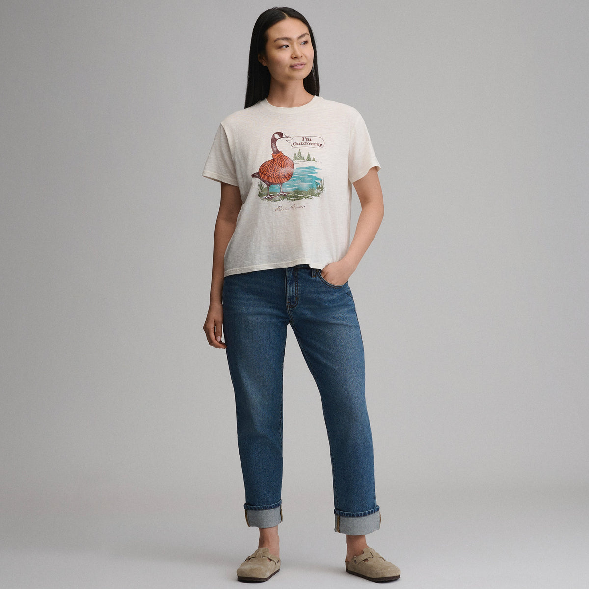 Women's Short-Sleeve Relaxed Boyfriend Graphic T-Shirt - Goose