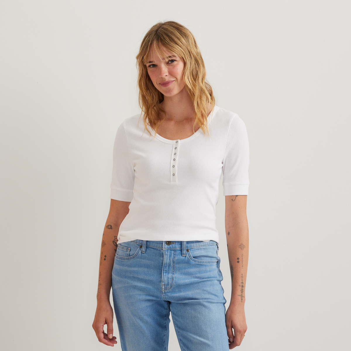 Women's Softline Short-Sleeve Ribbed Henley