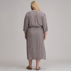 Women's Plaid Button Front Belted Midi Dress