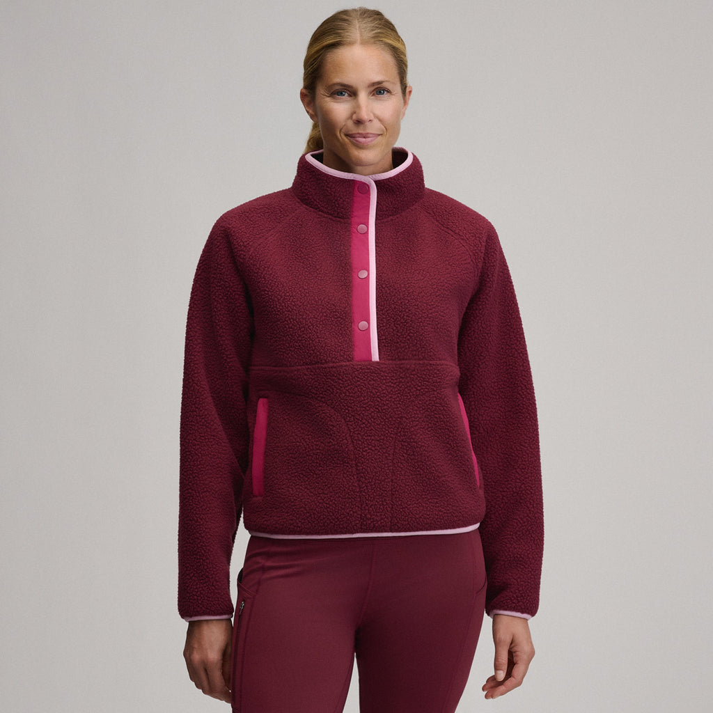 Women's Plush Fleece Snap-Mock Pullover
