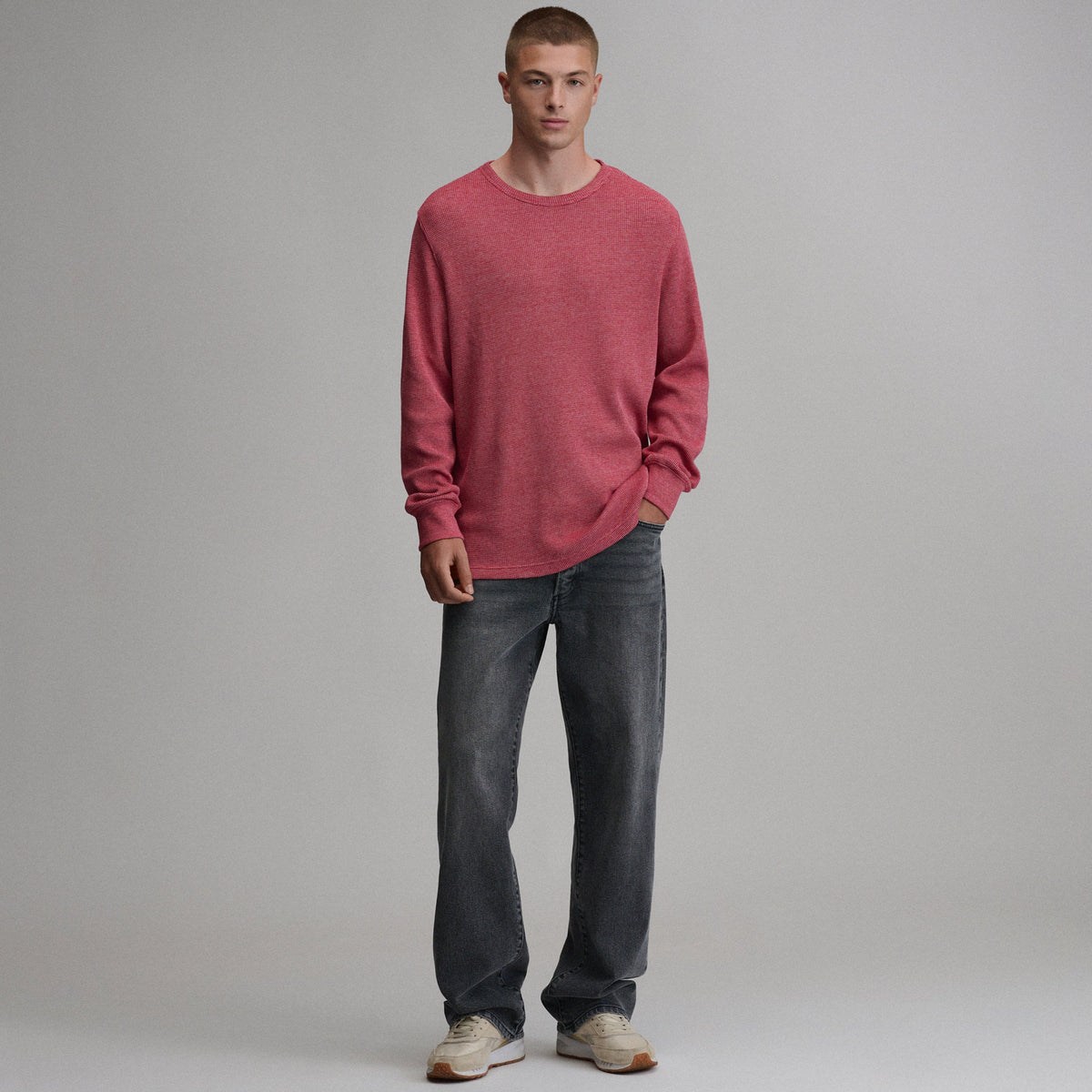 Men's Plaited Waffle Thermal Crew