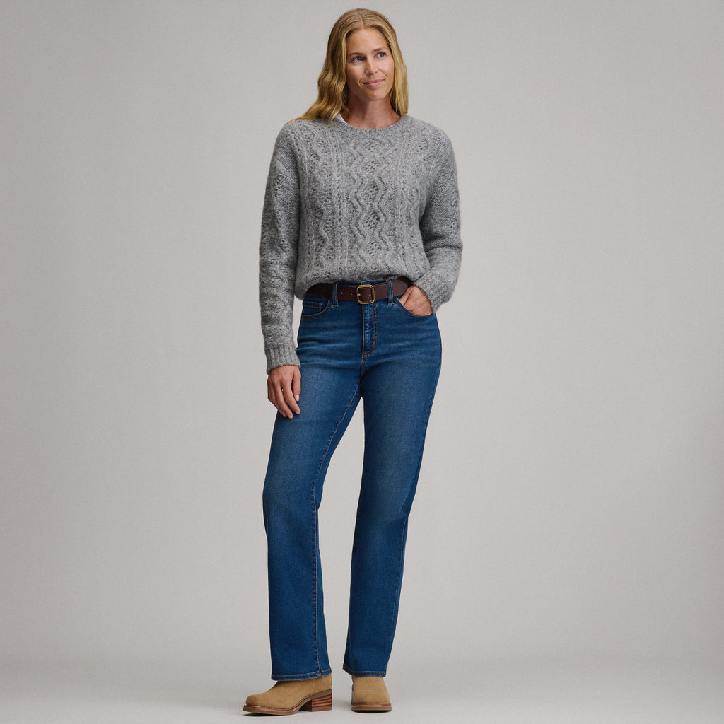 Women's Open Stitch Cable Crew Sweater