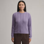 Women's Cotton Cable Crew Sweater