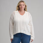 Women's Long-Sleeve Slub Johnny Collar Sweater