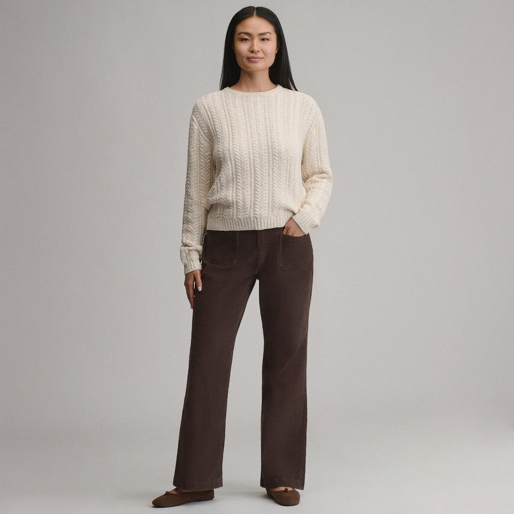 Women's Cotton Cable Crew Sweater